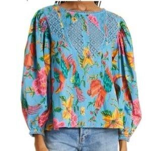 Farm RIO - Toucan lace inset with blouson sleeves